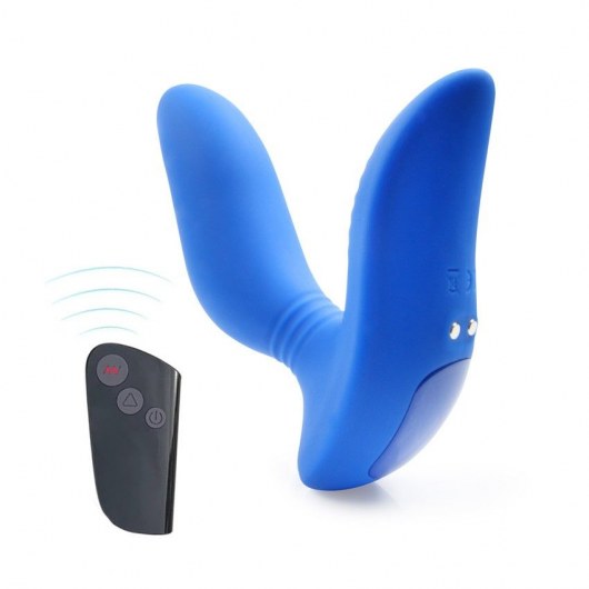 Синий вибромассажер простаты 3,5’’ Remote Control Curve P-spot Massager - 12 см. - Erokay - в Волгограде купить с доставкой