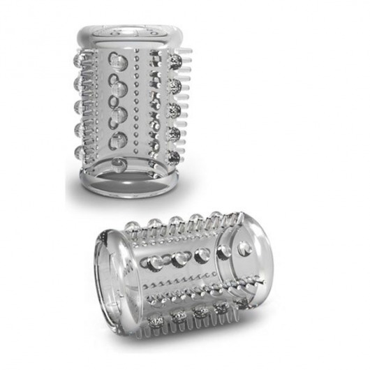 Прозрачная насадка с шипами и шишечками STAY HARD COCK SLEEVE 03 CLEAR - Blush Novelties - в Волгограде купить с доставкой