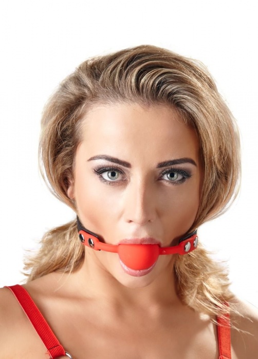 Силиконовый кляп-шар на чёрных ремешках Red Gag silicone - Orion - купить с доставкой в Волгограде