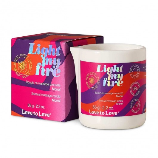 Массажная свеча Light My Fire с ароматом моной - 80 мл. - Love to Love - купить с доставкой в Волгограде