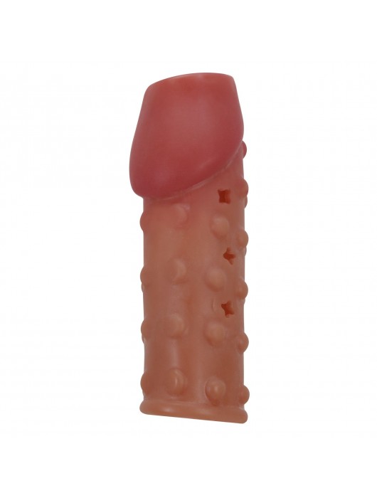 Телесная открытая насадка на пенис с бугорками - 19,8 см. - Baile - в Волгограде купить с доставкой