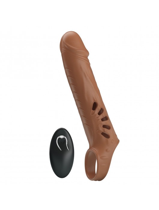 Коричневая вибронасадка с подхватом мошонки и пультом ДУ - Baile - в Волгограде купить с доставкой