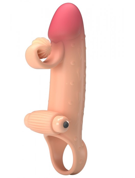 Телесная вибронасадка на пенис с подхватом мошонки - 20 см. - Baile - в Волгограде купить с доставкой