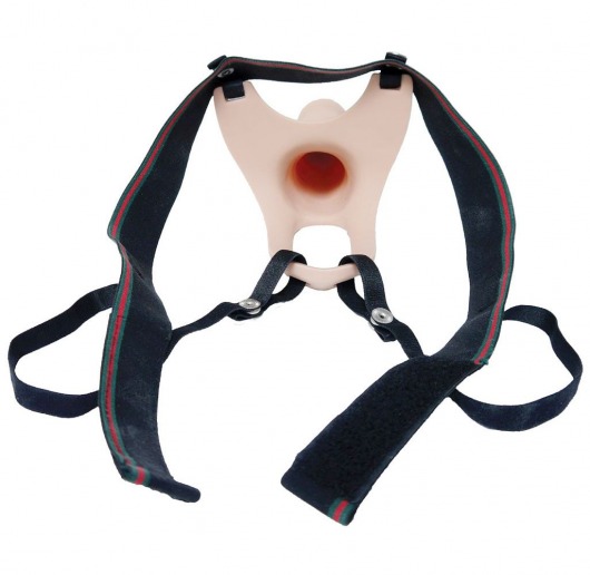 Телесный полый страпон на ремешках - 16,5 см. - Boys of Toys - купить с доставкой в Волгограде