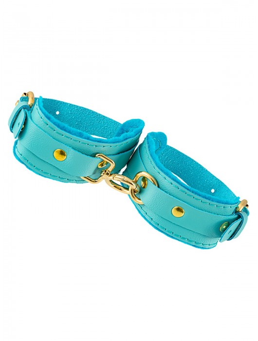 Голубые двуслойные кожаные оковы - Pecado - купить с доставкой в Волгограде