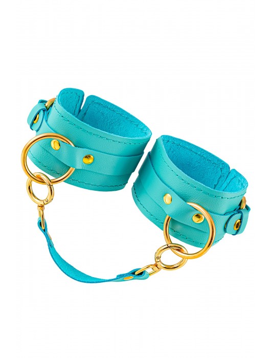 Голубые однослойные кожаные оковы - Pecado - купить с доставкой в Волгограде
