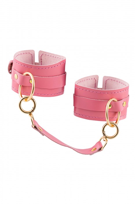 Розовые однослойные кожаные оковы - Pecado - купить с доставкой в Волгограде
