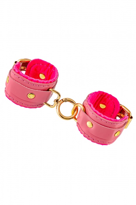 Розовые двуслойные кожаные наручники-браслеты - Pecado - купить с доставкой в Волгограде