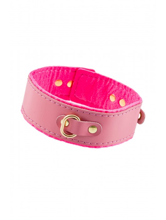 Розовый двуслойный кожаный ошейник с подкладкой из фетра - Pecado - купить с доставкой в Волгограде