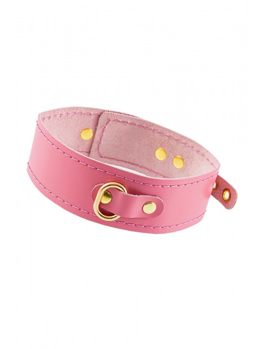 Розовый кожаный однослойный ошейник с прошивкой - Pecado - купить с доставкой в Волгограде
