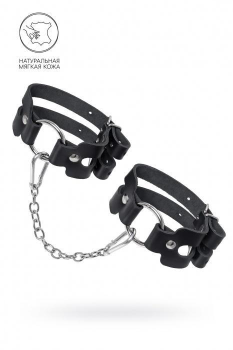 Черные кожаные оковы из двух ремешков - Pecado - купить с доставкой в Волгограде