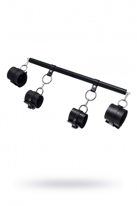 Черная распорка с 4 манжетами для рук и ног - Pecado - купить с доставкой в Волгограде