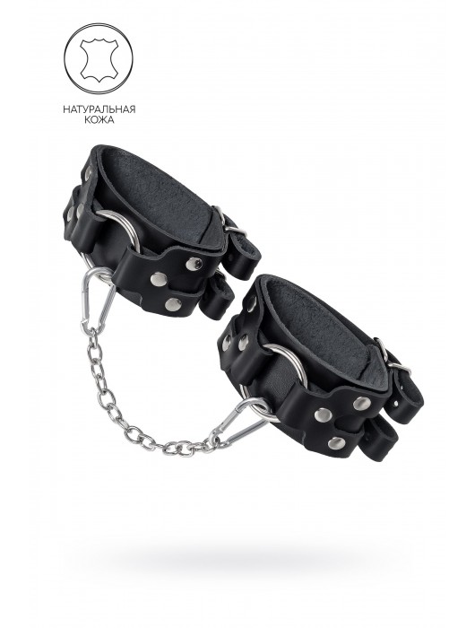 Черные кожаные оковы с двумя ремешками - Pecado - купить с доставкой в Волгограде