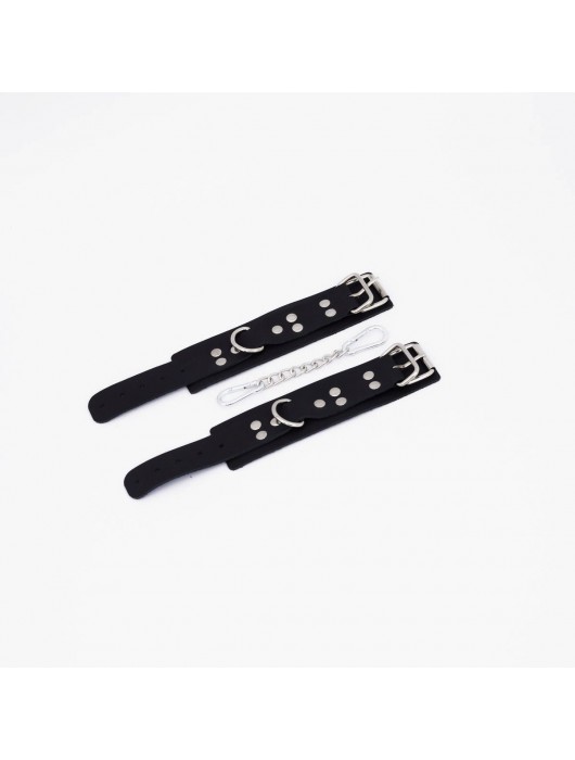 Черные кожаные наручники с регулируемыми ремешками - Crazy Handmade - купить с доставкой в Волгограде