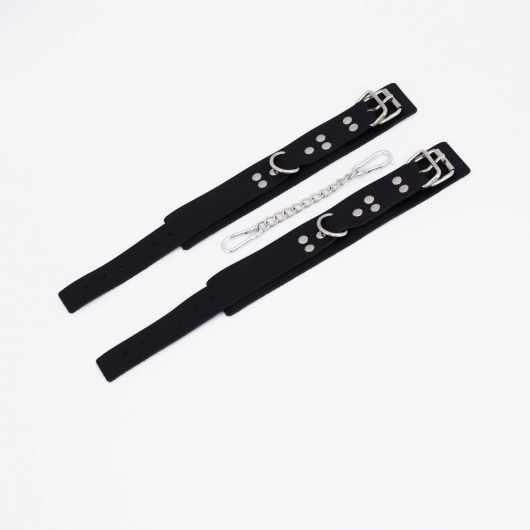 Черные кожаные оковы с регулируемыми ремешками - Crazy Handmade - купить с доставкой в Волгограде