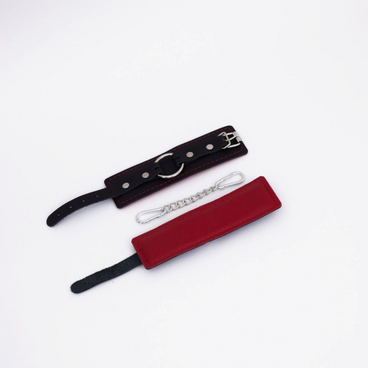 Черно-красные кожаные наручники - Crazy Handmade - купить с доставкой в Волгограде