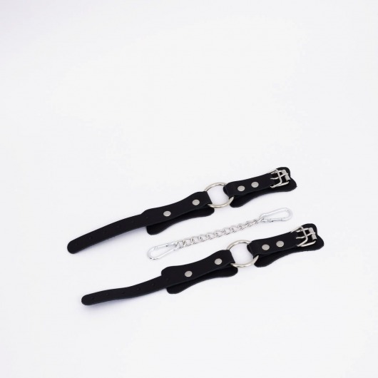 Черные кожаные оковы с кольцом - Crazy Handmade - купить с доставкой в Волгограде