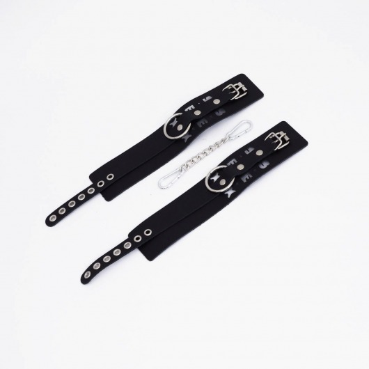 Черные кожаные оковы Sex - Crazy Handmade - купить с доставкой в Волгограде