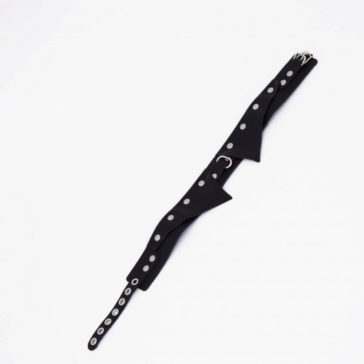 Черный однослойный кожаный ошейник с имитацией воротничка - Crazy Handmade - купить с доставкой в Волгограде