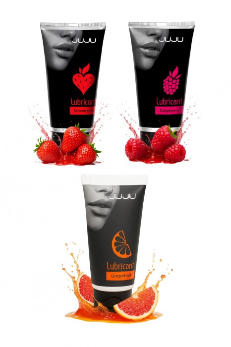 Набор из 3 съедобных лубрикантов JUJU (клубника, малина, грейпфрут) - JuJu - купить с доставкой в Волгограде