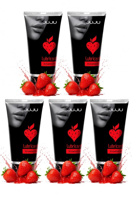 Набор из 5 съедобных лубрикантов JUJU со вкусом клубники - JuJu - купить с доставкой в Волгограде