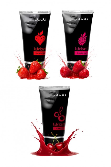 Набор из 3 съедобных лубрикантов JUJU (клубника, малина, вишня) - JuJu - купить с доставкой в Волгограде