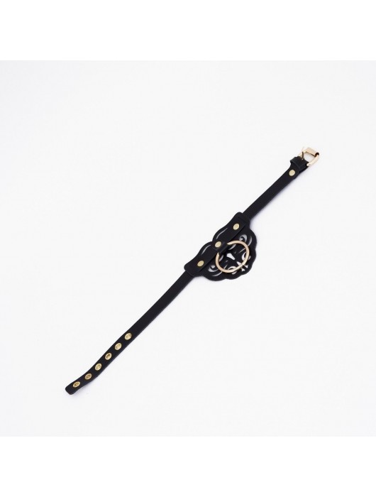 Черный чокер с клепками и золотистой фурнитурой - Crazy Handmade - купить с доставкой в Волгограде