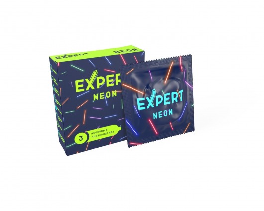 Светящиеся в темноте презервативы Expert Neon - 3 шт. - Expert - купить с доставкой в Волгограде