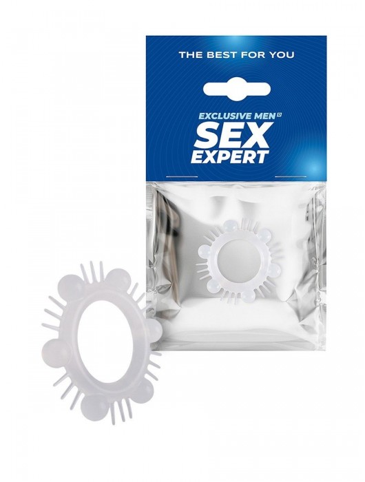 Эластичное эрекционное кольцо с шипиками и шариками - Sex Expert - в Волгограде купить с доставкой