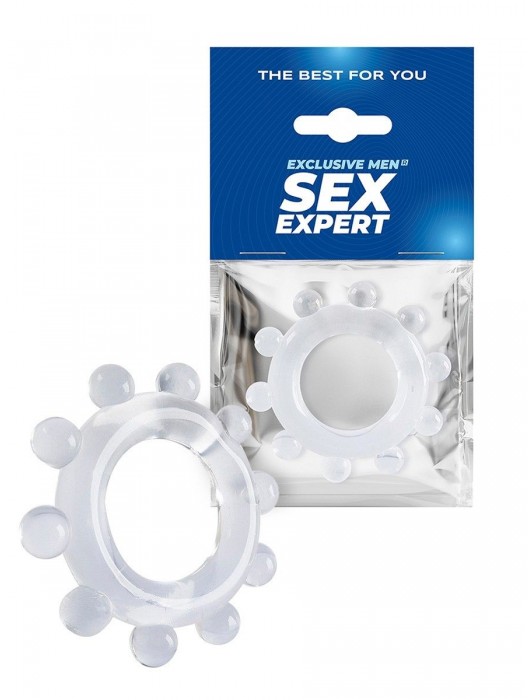 Прозрачное эрекционное кольцо со стимулирующими шариками - Sex Expert - в Волгограде купить с доставкой