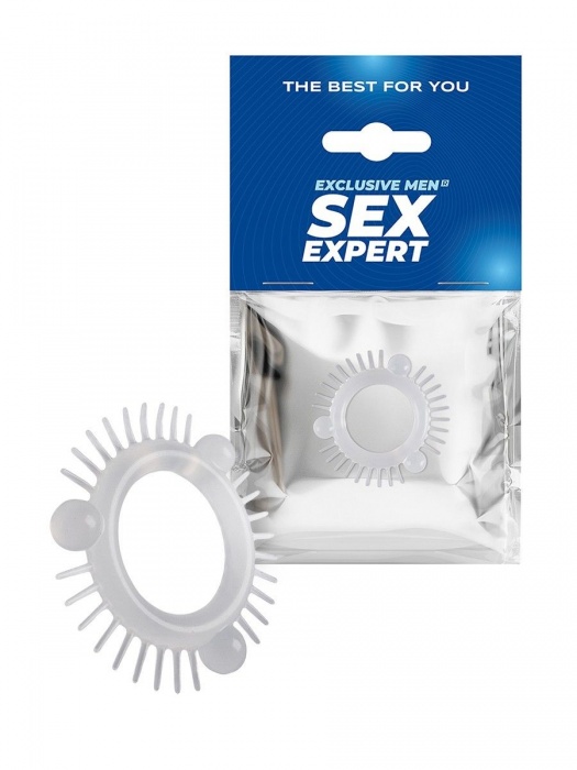 Эластичное эрекционное кольцо с 3 шариками и шипами - Sex Expert - в Волгограде купить с доставкой