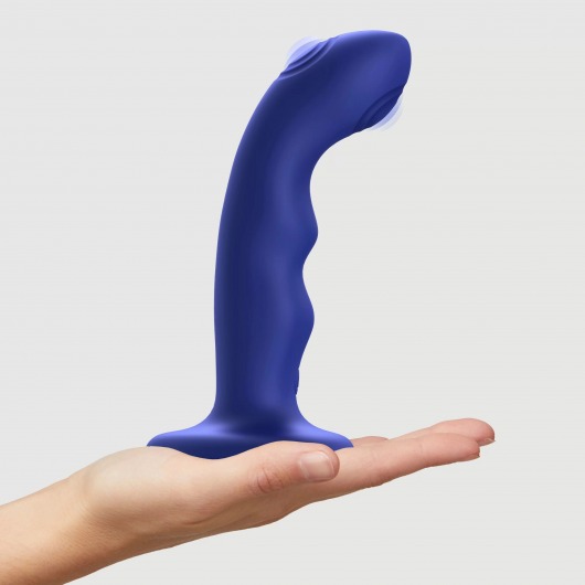 Синяя насадка-стимулятор Strap-On-Me Tapping Dildo Wave - Strap-on-me - купить с доставкой в Волгограде