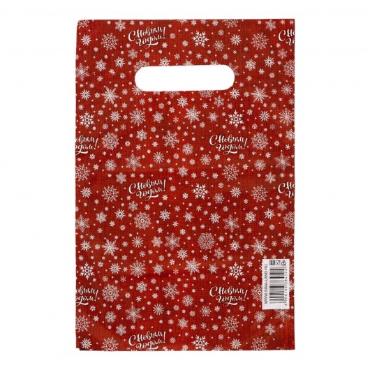Красный подарочный новогодний пакет с вырубной ручкой (20х30 см) - Сима-Ленд - купить с доставкой в Волгограде