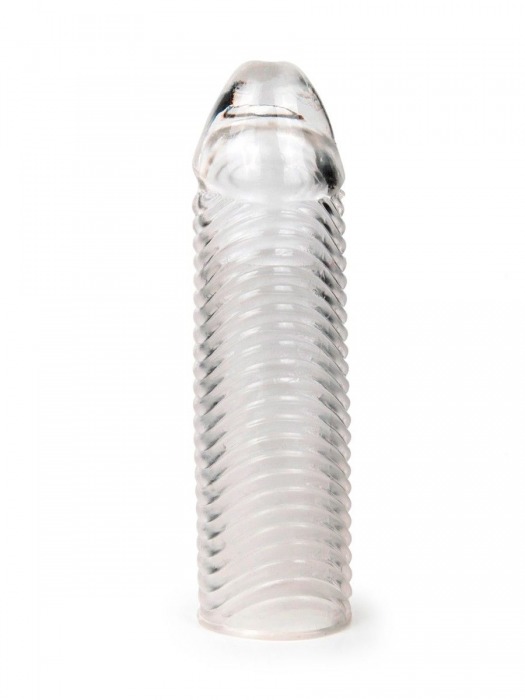 Прозрачная закрытая насадка на пенис с ребрышками - 16 см. - Sex Expert - в Волгограде купить с доставкой