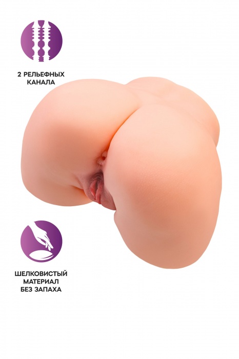 Телесный мастурбатор в форме попки с 2 любовными входами - No Name - в Волгограде купить с доставкой