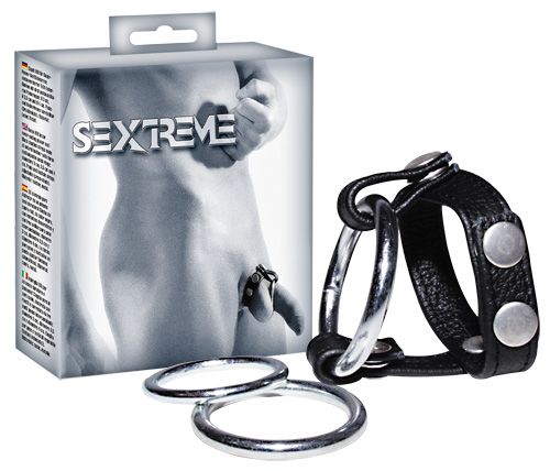 Подхват для мошонки с 3 съемными эрекционными кольцами Leder-Riemen - Orion - в Волгограде купить с доставкой