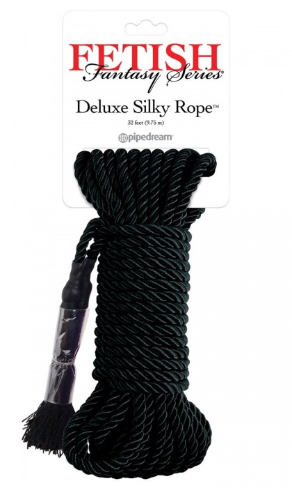 Черная веревка для фиксации Deluxe Silky Rope - 9,75 м. - Pipedream - купить с доставкой в Волгограде