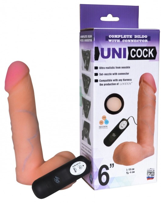 Фаллическая насадка Харнесс UNICOCK 6  с вибрацией - 18 см. - LOVETOY (А-Полимер) - купить с доставкой в Волгограде
