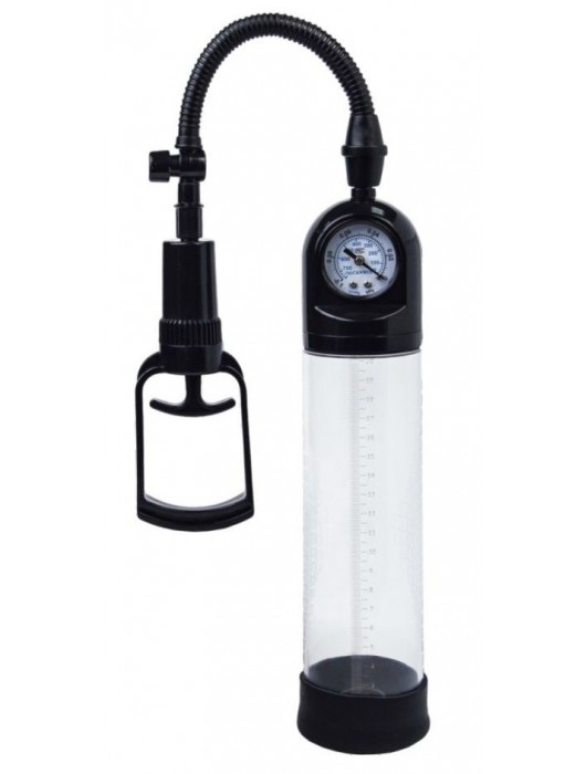 Чёрная вакуумная помпа A-toys с манометром и прозрачной колбой - A-toys - в Волгограде купить с доставкой