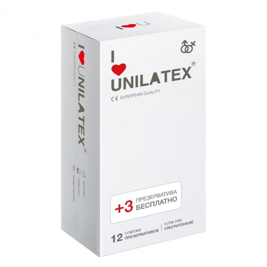 Ультратонкие презервативы Unilatex Ultra Thin - 12 шт. + 3 шт. в подарок - Unilatex - купить с доставкой в Волгограде