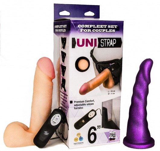 Вибрострапон с двумя насадками UniStrap - 18 и 18 см. - LOVETOY (А-Полимер) - купить с доставкой в Волгограде