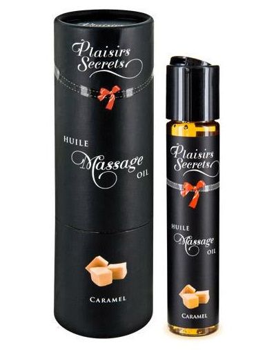 Массажное масло с ароматом карамели Huile de Massage Gourmande Caramel - 59 мл. - Plaisir Secret - купить с доставкой в Волгограде
