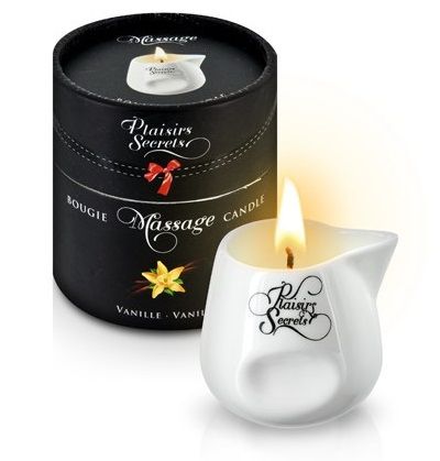 Массажная свеча с ароматом ванили Bougie Massage Gourmande Vanille - 80 мл. - Plaisir Secret - купить с доставкой в Волгограде