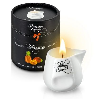 Массажная свеча с ароматом манго и ананаса Bougie de Massage Ananas Mangue - 80 мл. - Plaisir Secret - купить с доставкой в Волгограде