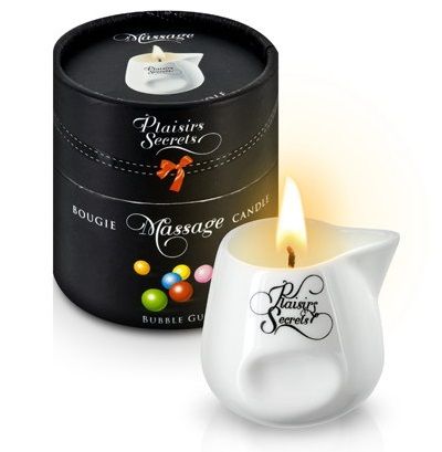 Массажная свеча с ароматом бубль-гума Bougie de Massage Gourmande Bubble Gum - 80 мл. - Plaisir Secret - купить с доставкой в Волгограде