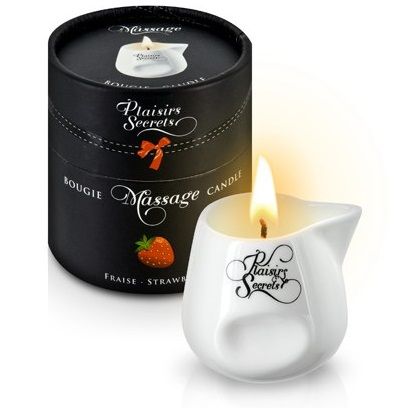 Массажная свеча с ароматом клубники Bougie de Massage Gourmande Fraise - 80 мл. - Plaisir Secret - купить с доставкой в Волгограде