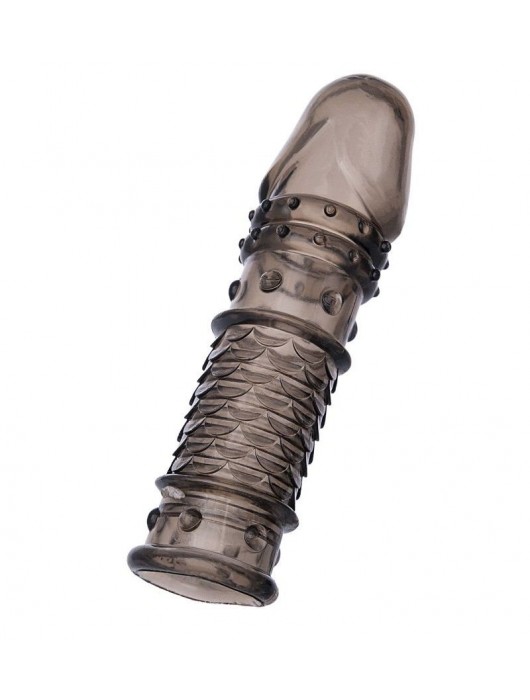 Дымчатая закрытая насадка ToyFa XLover с чешуйками и пупырышками - 13,5 см. - ToyFa - в Волгограде купить с доставкой