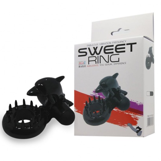 Чёрное эрекционное виброкольцо Sweet Ring с дельфинчиком - Baile - в Волгограде купить с доставкой