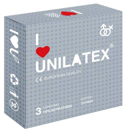 Презервативы с точками Unilatex Dotted - 3 шт. - Unilatex - купить с доставкой в Волгограде