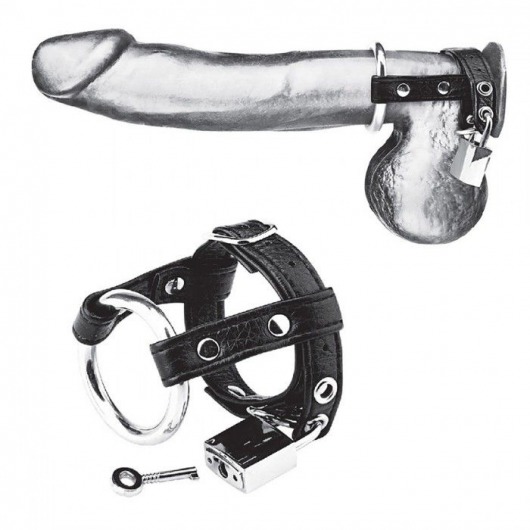 Утяжка на пенис на замочке Duo Cock And Ball Lock - BlueLine - купить с доставкой в Волгограде